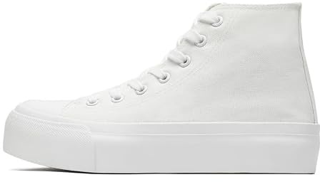 Zapatillas de lona de caña alta para mujer, con plataforma clásica, con cordones, zapatos deportivos al aire libre, tenis, correr, caminar, transpirables