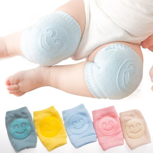 FENQURO Ginocchiere per Gattonare, Set da 5 Pezzi, Colorate, Gommini Antiscivolo per Una Presa sicura, Aiuto per Gattonare, per Bambini, per Gattonare, Scaldamuscoli in Gomma Cotone Unisex