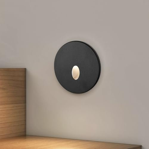 lambado® LED Treppenbeleuchtung Schwarz 1,5W | 230V Unterputz Treppenlicht Rund Treppenbeleuchtung Innen | Wandeinbauleuchte Beleuchtung für Treppen | Treppenstufenbeleuchtung BLOB