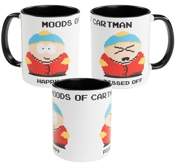 South Park Tasse - Moods of Cartman Kaffeetasse Becher Kaffeebecher aus Keramik Weiß/Schwarz 320 ml