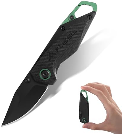 FLISSA Mini Navaja Plegable EDC 14C28N de 137mm | Cuchillo Compacto de Bolsillo con Mango G10 y Anilla para Llaves para Senderismo, Viajes y Uso Diario
