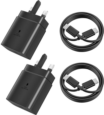 2 Pack Samsung 45W Super Fast Charger USB Type C Charging for Samsung Galaxy S25 Ultra/S25+/S25/S24 Ultra/S24+/S24/S23 Ultra/S23/S22/S21/A15,A55,Z Fold 6,Z Flip 6,Tab S9,USB C Plug with 6.6ft Cable
