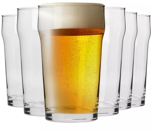 KROSNO Verres à Bière Lot de 6, 500 ml, Nonic, Collection Mixology | Verres classiques pour bières artisanales, blanche, pils, lager, Cristal sans plomb, Compatibles lave-vaisselle, Idée cadeau