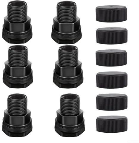 Set di 6 raccordi in plastica con tubo filettato da 3/4 maschio GHT e 1/2 femmina NPT per impianti idraulici a pioggia