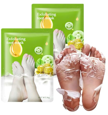 2 Paar Fußmaske, Hornhaut Socken für weiche Füße – Fussmaske zur effektiven Entfernung von Hornhaut an Fersen und Fußhaut mit natürlichen Inhaltsstoffen wie Apfelsäure & Milchsäure.