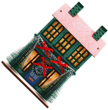 QUXVUIS Größenpaket Weihnachtshaus Holzhäuser Bausatz für Geschenke Häuser mit flachem Boden und Möbeln aus natürlichem Material