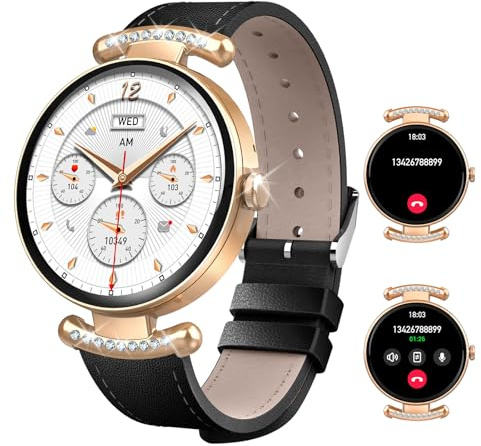 uaue Smart Watch for Women with Bluetooth Calling, Ultra-clear 1.2'' AMOLED Display Fitness Tracker with Heart Rate/SpO2/Sleep Monitor, 110+ Sports IP68 Waterproof Ladies Smartwatch for iPhone Android