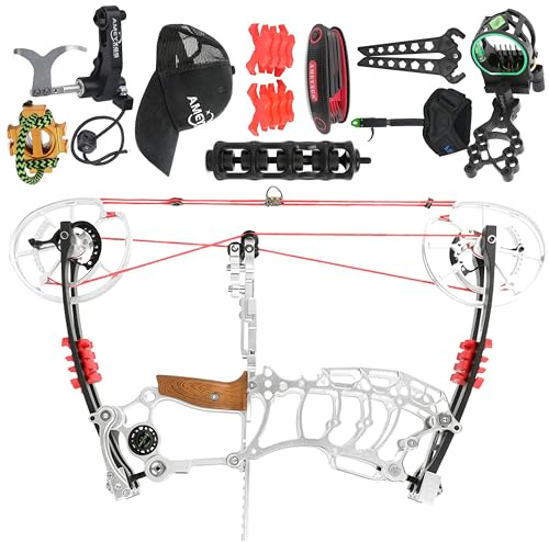HNZMDY 30-70lbs Compoundbogen Set 420 FPS, 18 ATA, 80% Let‑Off, 7075 Aluminium, Rechts & Linkshand, Jagd & Bogensport Komplettset