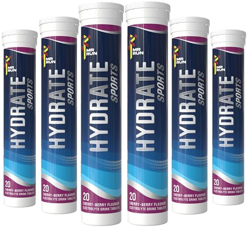 Electrolyte Tablets - Rehydration Drink with Electrolytes, Zero Sugar - Energy, Workout, Recovery - Running Hydration Mineral Salts, Cycling, Gym (120 Tablets, 6 tubs) Cherry Berry Flavour