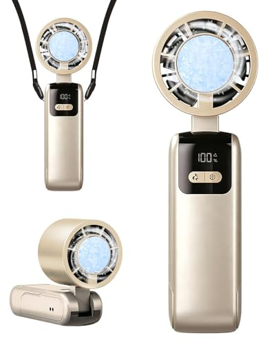 Portable Handheld Turbo Fan, 3 in 1 Portable Handheld Fan, 199 Speed Mighty Handheld Portable Fan with LED Display, USB Rechargeable for Home, Outdoor, Commuting, Activities, travel, Makeup, Yellow