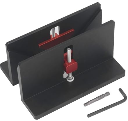 2PCS Right Angle Spline Clamp, Adjustable Dovetail Jig for Drawer Corner Slotting, Aluminum Alloy Jig with 1mm Ground Clearance for Picture Frame and Woodworking Projects