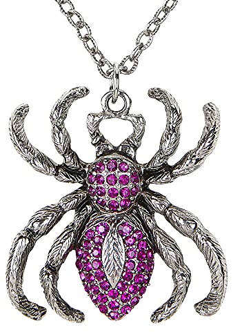 W WIDMANN MILANO Party Fashion 03514 - Halskette Spinne, mit lila Strass, Schmuck, Halsband, Vampirin, Halloween, Karneval, Mottoparty