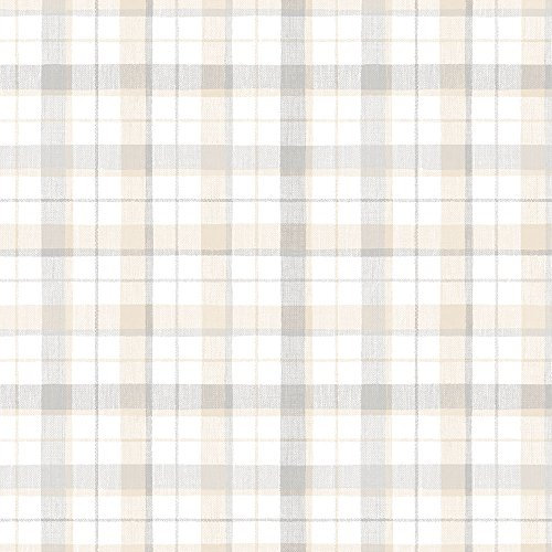 Norwall CK26627 Papier peint en lin Motif carreaux Gris/beige