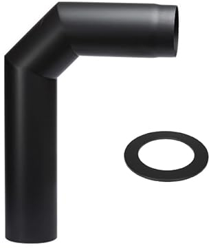 Rauchrohr Winkelrohr Set 90° Ø 150 mm - hochwertig geschliffen und elegant poliert - mit bündig Öffnung - inkl. Wandrosette