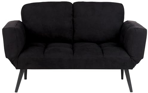 Modernes Schlafsofa in Schwarz mit Polsterbezug verstellbaren Armlehnen Brekke