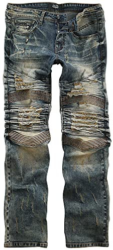 Rock Rebel by EMP Herren Blaue Biker-Jeans mit individueller Waschung W34L34