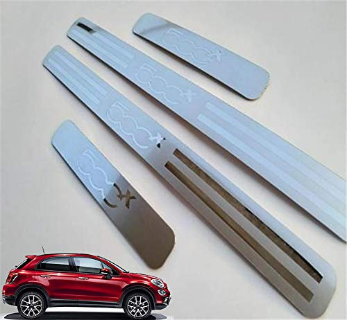 LSYBB Auto Aufkleber Edelstahl Einstiegsleisten Verschleißplatte Einstiegsleisten Trim Protector Für FIAT 500x Zubehör 2015-2019