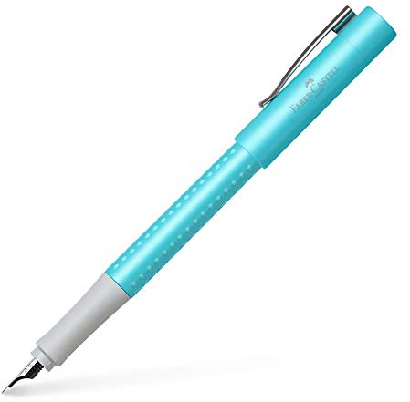 Faber-Castell 140989 - Füller Grip Pearl Edition, Feder F, türkis, 1 Stück