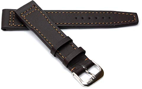 RIOS1931 Fliegerband Rindsleder Uhrenarmband handgemacht in Deutschland Robust 22mm Braun