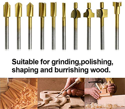 10 x Mini Shank HSS Titanium Router Bits for Dremel Rotary Tool Sets