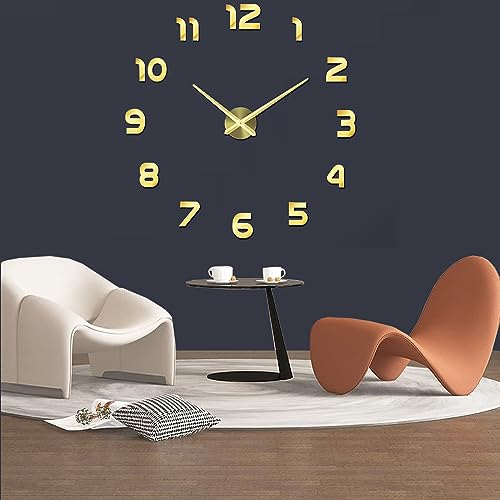 Coraltree 3D Wanduhr DIY Wanduhren Dekoration Uhren für Büro Wohnzimmer Schlafzimmer Uhr Geschenk Home Dekoartikel(Gold)