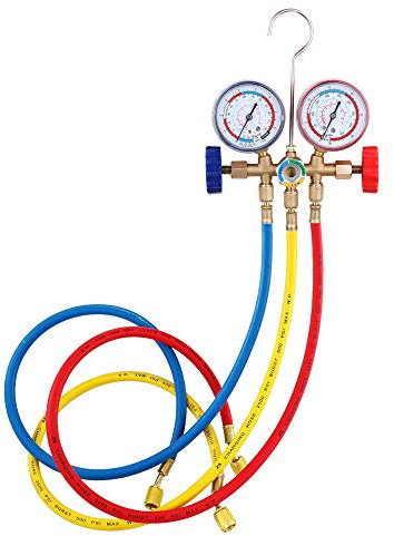 Manomètre de collecteur de réfrigérant, outils de climatisation avec tuyau et crochet pour R12 R22 R404A R134A