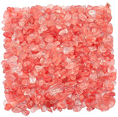 KYEYGWO 460 Gram Quartz Cerise, Chakra Petits Graviers Perles pour Aquarium Vase Jardin Décoration Bricolage Fabrication de Bijoux, Irrégulières Pierres Perles en Vrac Pierres Guérison