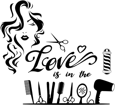 PLIGREAT Salone di Bellezza Wall Art Decor Adesivi Murali Rimovibili In Vinile Per Barbiere Parrucchiere