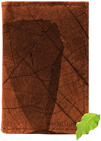 NELUHA Notizbuch A5 blanko nachfüllbar aus Teakblättern vegan nachhaltig Leder Alternative Tagebuch Buch Journal Buchhülle Hülle Reise (Braun)