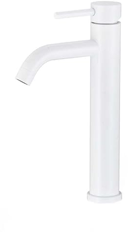 VALAZ Grifo Lavabo Blanco Alto Pica | Grifo Monomando Lavabo, Mezclador Agua Fría y Caliente, Ahorro de Agua | Instalación Facil y Rápida | Latón, Inoxidable, Elegante, Caño Curvo, Serie Jabalon