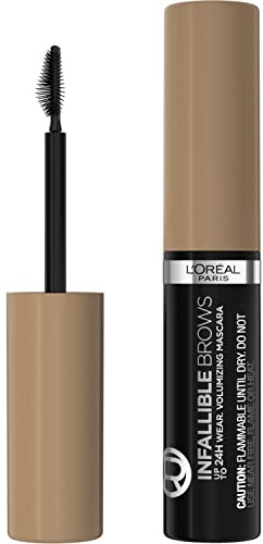 L'Oreal Paris Infallible Volumizing 24H Wear Brow Mascara, Long Lasting Eyebrow Makeup for 2X Fuller Eyebrows, 7.0 Blonde, 0.13 Fl Oz