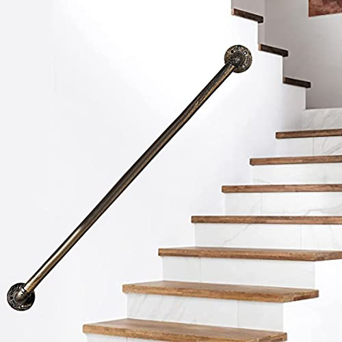DMCHENGMA Antik-Messing-Metall-Handlauf, robuste Sicherheitstreppen-Handläufe, Wandhalterung, Stützstange, Schmiedeeisen-Geländer, rundes Rohr, Treppengeländer (Size : 330cm)