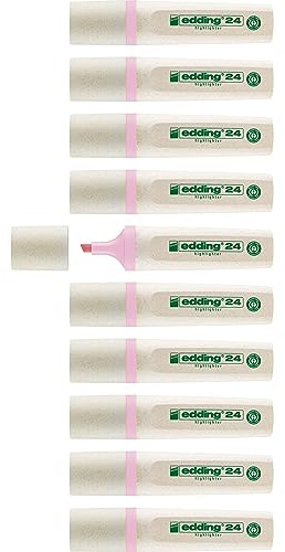 edding 24 EcoLine Textmarker - pastellrosa - 10 Textmarker - Keilspitze 2-5 mm - zum schnellen und einfachen Markieren und Hervorheben von Texten und Notizen-nachfüllbar, aus recycelbarem Material