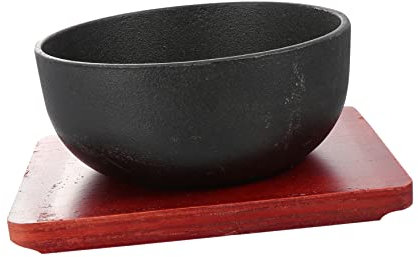 KICHOUSE Cast Iron Rice Bowl Bibimbap Bowl Smooth Surface Easy to Clean Kitchen Utensil Cast Iron