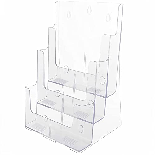 TUKA-i-AKUT 2pcs Prospektständer 3 Etagen A4 Hoch, Acryl Flyerhalter Tischaufsteller oder zum Wand Aufhängen, Katalogständer Broschürenhalter Werbung Menüs Prospeketen Katalogen Preiskarten, TKD8630