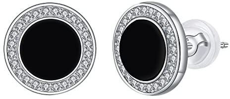 Yinsen Schwarz Ohrringe,Ohrstecker Silber 925 Damen, Schwarz Unisex Ohrringe Herren Geburtstags Geschenk