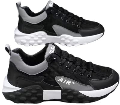 ZPLMIDE Herren-Freizeitschuhe mit Luftpolster, orthopädische Slip-On-Schuhe für Herren, atmungsaktive Laufschuhe, Sport-Tennis-Basketball-Schuhe (Schwarz,43.)