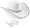 Silom Cowboyhut, Halloween-Kostüm, Cowgirl-Hut für Damen und Herren, Erwachsene, Westernkuh, Mädchen, Hut mit Herz, Brille, Verkleidung, Halloween, Kuhmädchen-Kostüm für Junggesellinnenabschied