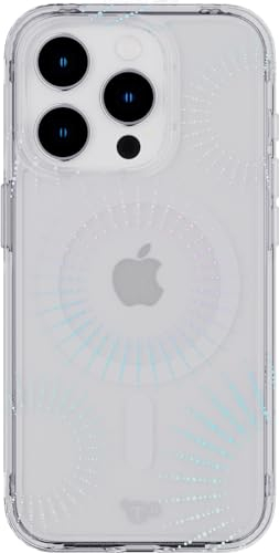 tech21 Evo Sparkle case for iPhone 15 Pro - Compatible with MagSafe - Impact Protection Case - Lunar Clear
