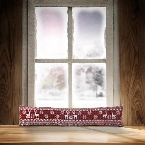 La Maison Boudin de porte de Noël en forme de bonhomme de neige nordique rouge - Tapisserie tissée - Thermique - Isolation thermique - Cerf