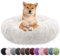bluzelle Hundebett für Mittelgroße Hunde, 80cm Hundekissen Rund Donut Kissen Hundekorb Flauschig Plüsch, Ergonomisch Bezug Waschbar rutschfest Weich Kunstfell, Farbe:Cream