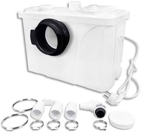 SUBTLETY Impianto di sollevamento per acqua sporca, 700 W, con filtro a carbone e lame in acciaio inox, pompa per acqua, 180 l/min, filtro a carbone attivo, impianto di sollevamento per WC, doccia,