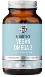 Plantforce Vegan Omega 3 - Rich in EPA& DHA - 60 Servings - 120 Softgels