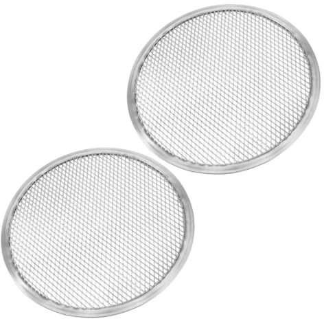 Zerodeko 2 Piezas Red Para Sartenes De Pizza Herramientas De Mariscos Plancha a La Parrilla Herramientas Para Hacer Pizzas Horno Microondas Linea Metalica Aleación De Aluminio.