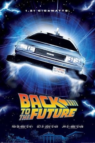Back to The Future Maxi-Poster, 1,21 Gigawatt, schwarzer Holzrahmen