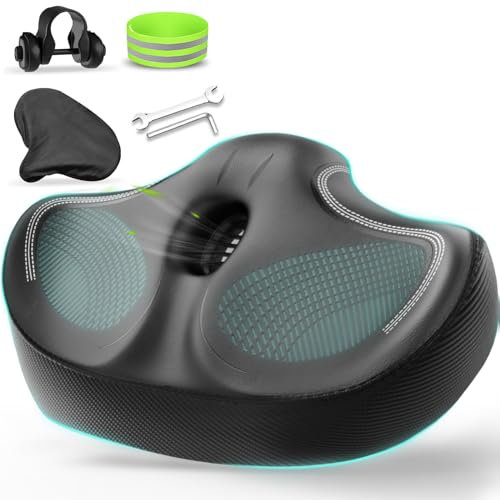 Übergroßer Fahrradsitz, Premium Stationär, bequem, extra großer Fahrradsitz für Damen & Herren, wasserdichter Erwachsenen-Breiter Fahrradsitz für Peloton, Spin-Bike, Heimtrainer, Cruiser-Fahrrad