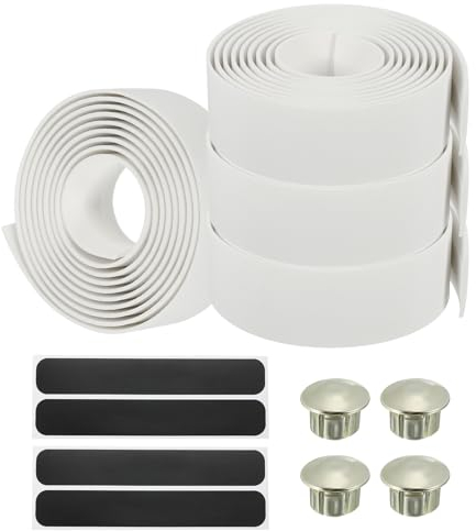 PATIKIL Nastro per Manubrio Bici, Pz4 Impugnatura in Eva Avvolge Nastro Antiscivolo per Barra Bicicletta con Tappi Terminali Neri per Biciclette da Corsa, Bianco