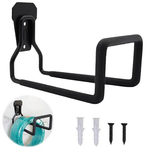 Funmo Soporte Pared Bicicleta, 2PCS Gancho de Garaje Soporte para Manguera de Jardín Metal Ganchos de Almacenamiento de Garaje para Organizar Herramientas Eléctricas Negro