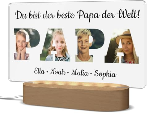 CHRISCK design Beleuchtetes LED Bild - Personalisiertes Vatertagsgeschenk für Papa - individuelle Fotolampe als Geschenk für den besten Vater der Welt
