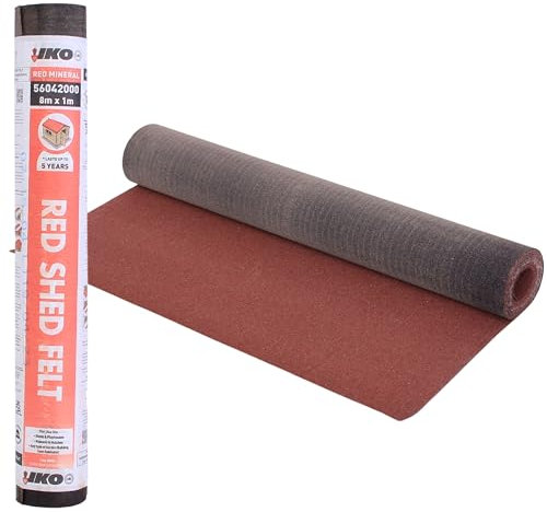 Standard Grade Shed Roof Felt Red Mineral 26.24 x 3.2 ft (8m x 1m) - Durable, Long-Lasting Heavy-Duty Roofing Felt, Weatherproof Roof Covering for Summerhouses, Sheds, Kennels